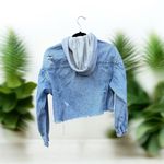 American Eagle  Cropped Hooded Denim Jacket Small Photo 1