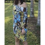 MT Collection Womens Dress Sz XL Off Shoulder Cover Up Brown Blue Black Gold NEW Photo 4