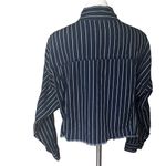 American Eagle  Outfitters Cropped Frayed Hem Striped Long Sleeve Shirt, Sz L Photo 3