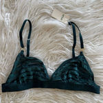 Aerie Velvet Stripe Triangle Bralette Green Size Small Photo 0