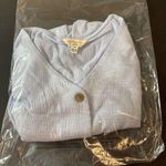 Weatherproof Vintage Light Blue Stretch Button Up Short Sleeve Tie Knot L Top Photo 10