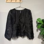 NWT COTTON BLEU SHEER FLOWY TIERED PLAID PRINT BLACK DRESS TOP CUFF SLEEVES SZ M Size M Photo 2