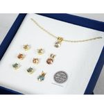 Aura Swarovski Crystal Gold Plated, Necklace & Earring Set Clear, Pink, Blue NEW Photo 1