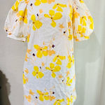 A New Day  summer  floral print yellow dress size Small puffy sleeve Photo 0