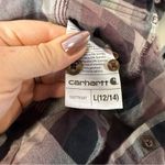 Carhartt  Women's Rugged Flex Hamilton Shirt Button Down Plaid Check Purple Black Photo 4