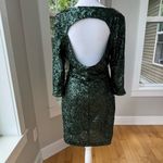 EXPRESS Emerald Green Sequin Long Sleeve Backless Formal Homecoming Mini Dress 8 Photo 11