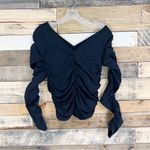 Helmut Lang Ruched Vneck Black Long Sleeve Top Size XS/Small NWT Photo 2