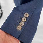 J. Crew Womens Cotton Blend Notch Lapel Long Sleeves Blazer Navy Blue Size 6 Photo 5