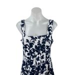 Ann Taylor  LOFT Navy Floral Square Neck Sleeveless Midi A-Line Tank Dress Size 6 Photo 1