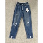 Kancan High Rise Fray Relaxed Fit Jeans Size 3/25 Distressed Relaxed New Blue Photo 3