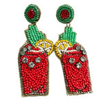 Chic Soul Let's Grab A Drink Earrings, Red Seed Beads Beaded (3.0x1.5in) Photo 1