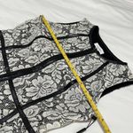 Calvin Klein  Women's White / Black Floral Lace Faux Leather Sheath Dress Sz 2 Photo 7