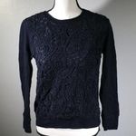 J.Crew Lace Front Navy Blue Lightweight Sweatshirt Size S Photo 0