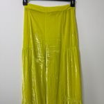 Free People  Say La Vie Lime Green Velvet Wide-Leg Pants Size 2 Photo 3