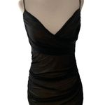 Hello Molly  Black Ruched Fitted Midi Dress Women Size 6/Medium NWT | 56-26 Photo 3