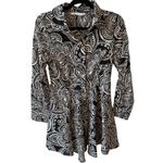 ZARA  Women's Black & White Paisley Print Long Sleeve Mini Shirt Dress S *no belt Photo 3