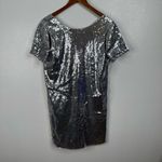 Fate Silver Sequin Mini Shirt Dress Size Large Photo 1