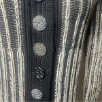 Pure Handknit Artisan‎ Stripe Cotton Cardigan Sweater | Small | Neutral Style Black Photo 6