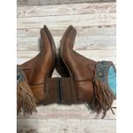 Corral  Emma Ankle Boots Western Women's Size 7.5 Brown Turquoise Fringe Leather Photo 6