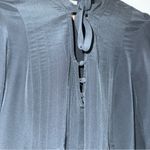 Joie  Tie Neck Keyhole Silk Ballon Sleeve Blouse Black Pleated Small Photo 3
