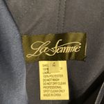 La Femme  Navy Blue Striped Long Prom Dress size 4 brand new with tag Photo 15