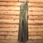 Mac Duggal  26537 Womens Draped One Shoulder Grecian Metallic Gown Dress Photo 11