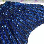 Vintage Blue Sequin Top IRIS Brand Cocktail Evening Size XL Photo 6