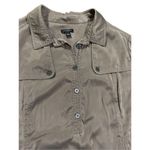 Ann Taylor 100% Silk Bronze Brown Cargo Utility Shirt Dress sz 14 Photo 6