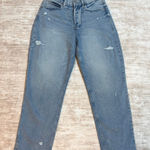 Old Navy Womens 12 Extra High Rise Curvy Ski Hi Straight Distressed Blue Jeans Photo 0