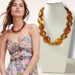Free People  Wasted Youth Choker Necklace in Amber NWT Bohemian Retro Chunky Photo 1