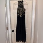 Scala Vintage Black and Gold Beaded Long Formal Dress Size XL Photo 3