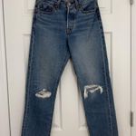 Levi's Levi’s Wedgie Straight Jeans Women’s 26 Button Fly Frayed Hem Blue Denim Photo 4