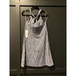 Krimson Klover Piper geo print mini halter Dress Blue and white built in bra L Size L Photo 3