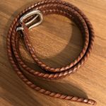 Coach Vintage  Tan Brown Leather Silver Brass Buckle 5922 Braided Belt 42" Size Photo 0