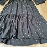 Loft black floral empire waist tiered midi dress ~ ruffle details ~ size small Photo 13