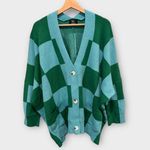 Dressed in Lala Love You Oversize Checkerboard Cardigan Size S/M Blue Photo 9
