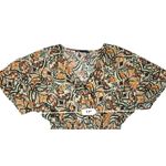 ZARA AOP Ikat Print Tiered Elastic Waist Dress Tan Green Tribal MEDIUM Boho Chic Photo 5