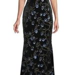 Aidan Mattox Black Mesh Sequin Plunge Neck Velvet Trumpet Gown Maxi Dress Photo 4