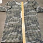 Good Luck Gem Camo Waffle Knit Long Sleeve Top Puff Shoulder Photo 6