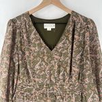 Love Riche Love Riche Chiffon Olive Paisley Ruffle Long Sleeve Peasant Tiered Maxi Dress M Photo 2