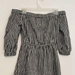 H&M DIVIDED BY  Off the Shoulder Dress Black White Gingham Plaid 3/4 Sleeve Mini Photo 10
