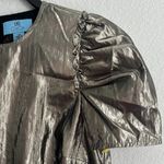 CeCe Silver Shimmer Pouf Jewel Neck Top, NWT, Size XXS Photo 4