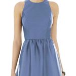 Alfred Sung  D707 Blue Satin Halter Jewel Neck Bridesmaid  Gown size 2 Photo 2