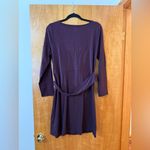 Lands' End  Dress Plum Purple Long Sleeve Side Tie Belt Boat Neck NWT Medium 10-12 Photo 6