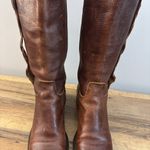 Nicole by Nicole Miller Belted Zip Up Buckle Tall Campus Boots Brown Women's Size 7.5 Photo 3