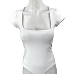 Free People  Intimately White Short Sleeve Square Neck T Shirt Bodysuit Top Sz XS Photo 0