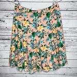 Woman Within 34/36 4X Tropical Floral Linen Blend Pull-On Midi Skirt w/ Pockets Photo 0