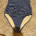 Garnet Hill  Navy White Nautical Stripe One Piece Swimsuit Photo 5