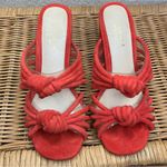 Cecelia New York Harper Red Suede Knotted Strappy Heeled Mules Size 6 Photo 1