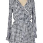 Tularosa Charleston Ruffled Long Sleeve Mini Dress In Blue Medallion M Photo 0